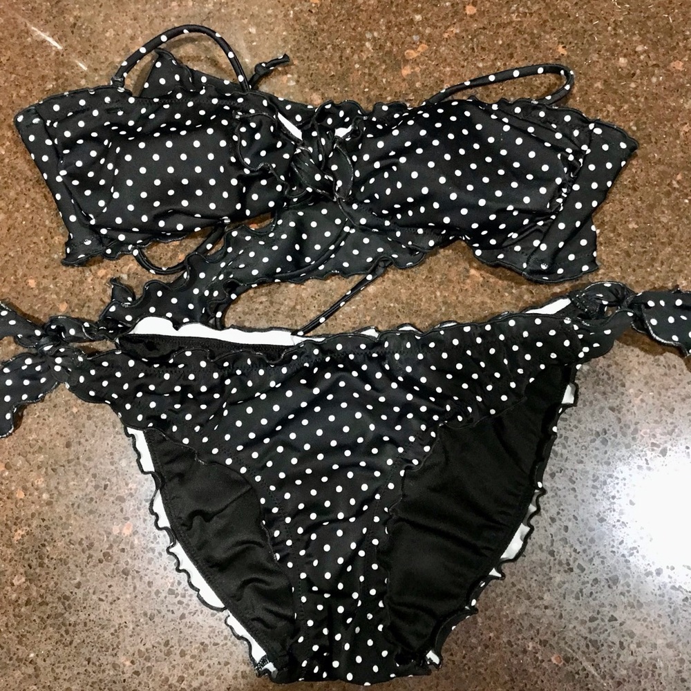 Victoria’s Secret Black Polka Dot Bikini Bathing Suit Like New